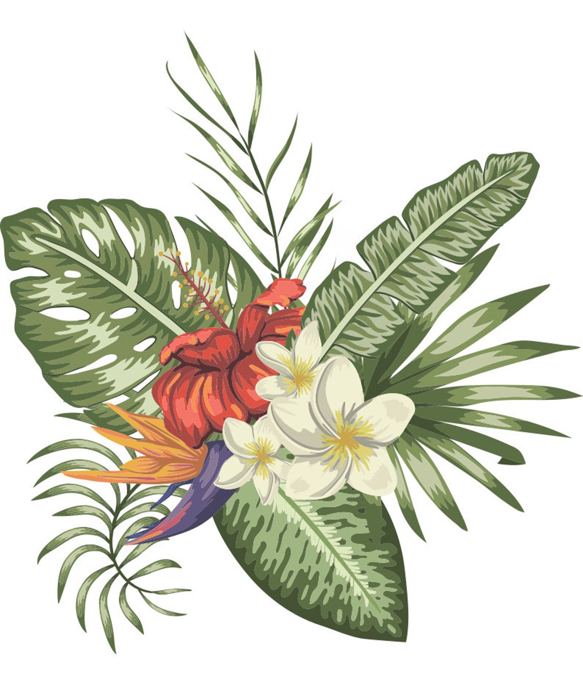 Monstera Leaf Wall Decal Palm Leaf Wall Decal Flowers Decal Living Room