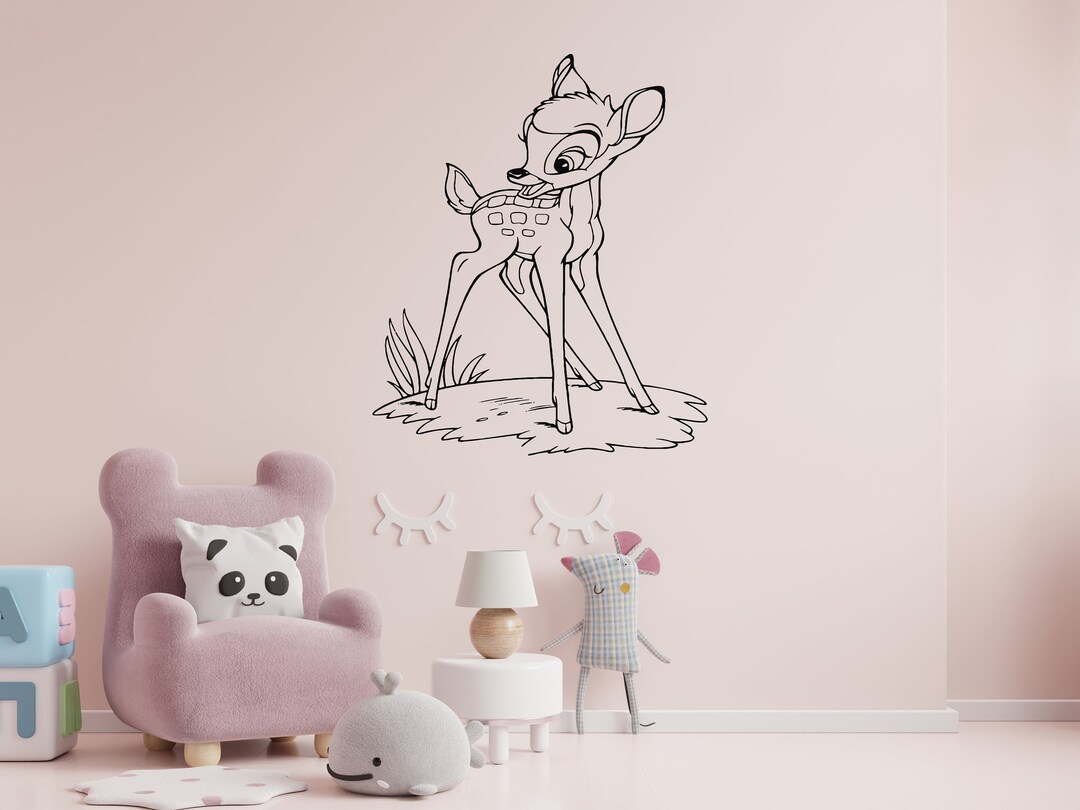 Bambi Wall Decal Kids Room Wall Decal Personalized Bambi Cartoon Wall Stickers 0062DU Etsy