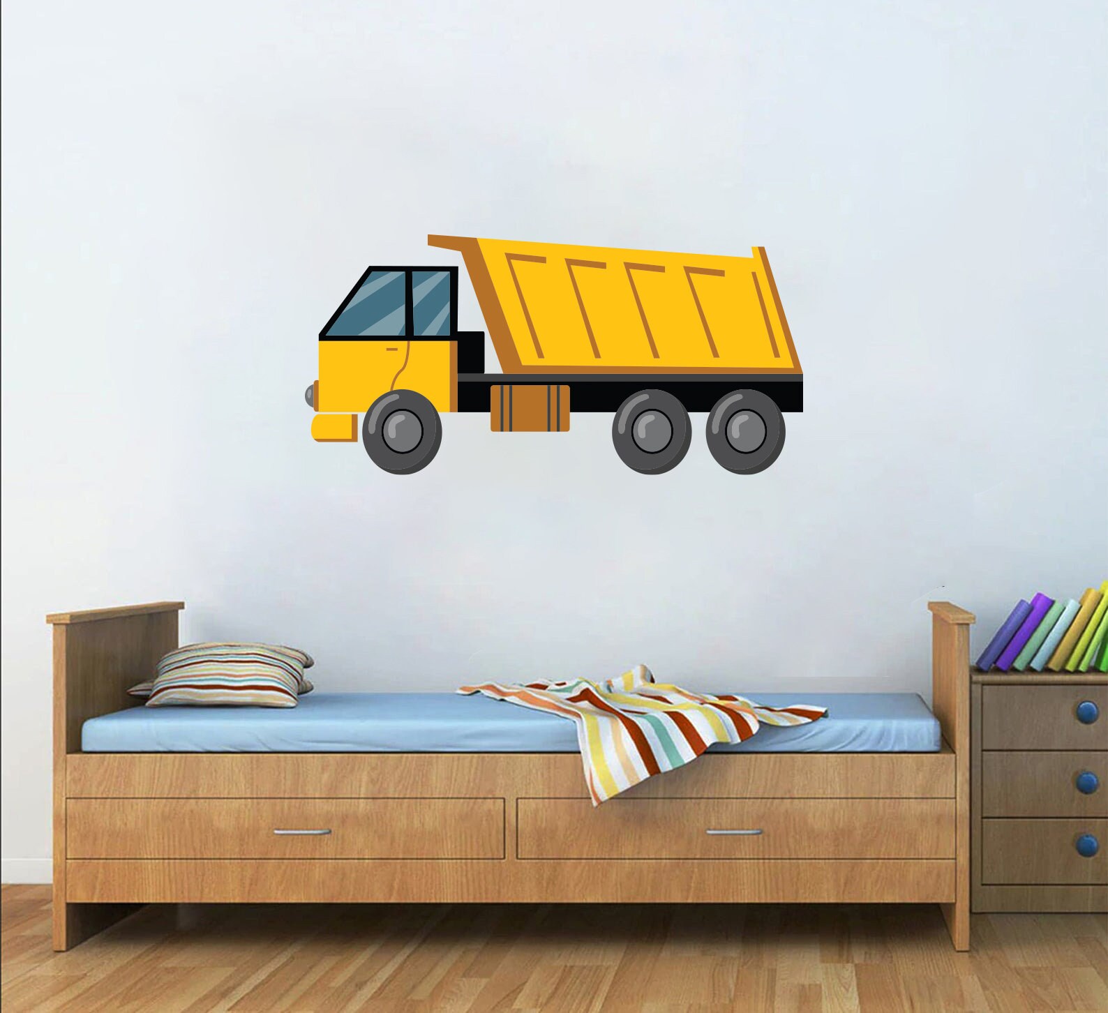 Colorful Truck Construction Decal Kids Bedroom Wall Stickers Etsy