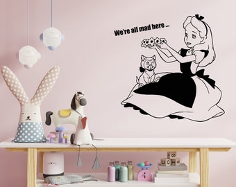 Alice in Wonderland Wall Decal | Girls Bedroom Wall Decals Alice Vinyl Decals 0042DU
