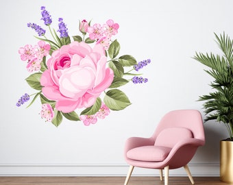 Rose Flowers Wall Decal | Colorful Wall Decal | Beautiful Flowers Wall Sticker for Bedroom | Decor Living Room DU024