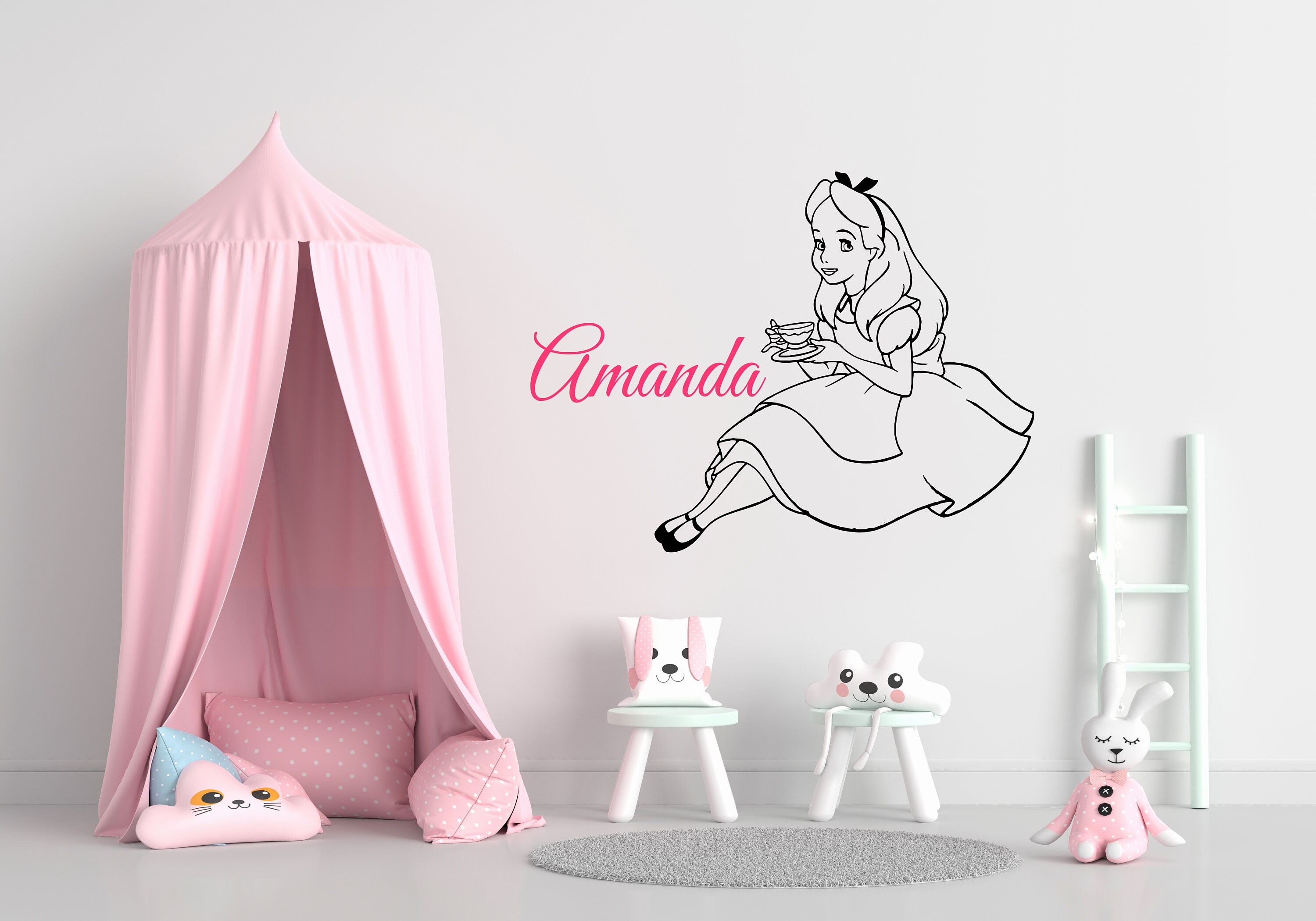 Personalisierter Alice im Wunderland Wandtattattat Mädchen | Etsy