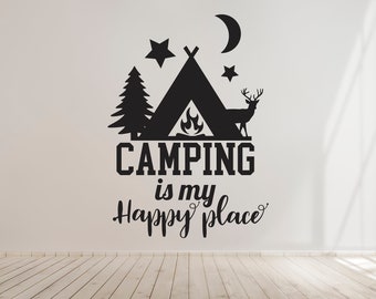 Camping is Life Wall Decals  | Nature Mountains Adventure Camping Wall Decal | Camping Vinyls for Outdoors Cars  SG1139