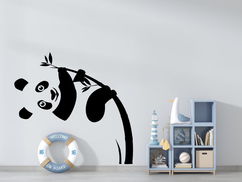 Sticker mural panda ours panda animaux bambou décoration murale sticker mural fenêtre autocollant vinyle fait main autocollants personnalisés 332P image 2