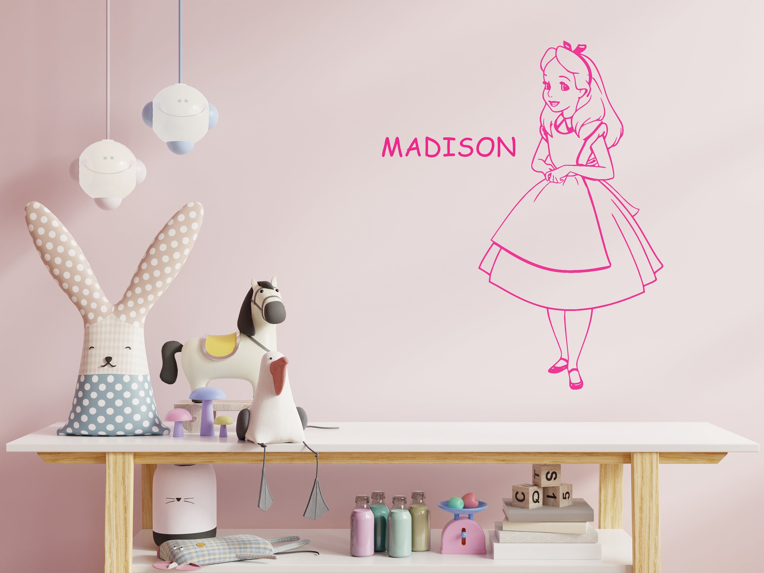 Personalisierter Alice im Wunderland Wandtattattat Mädchen | Etsy