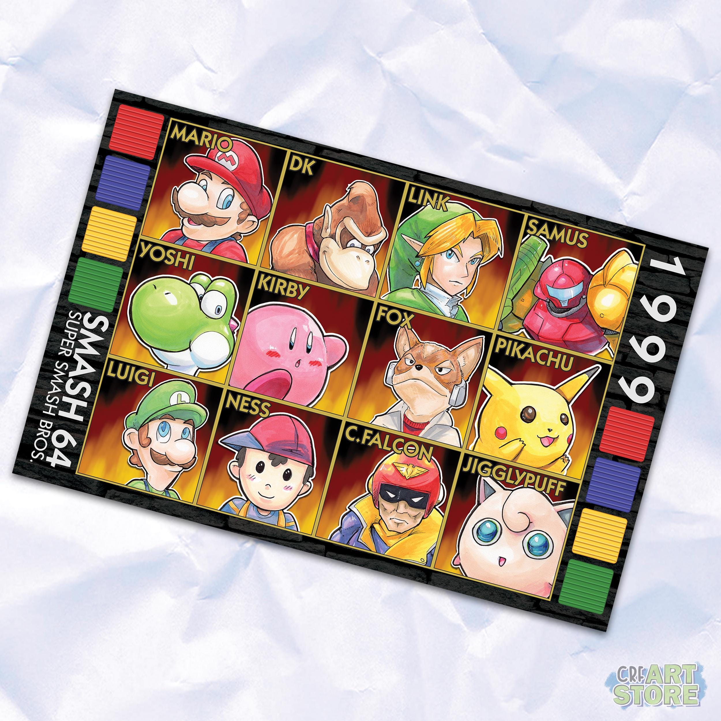 Super Smash Bros. Smash 64 Character Select Print - Etsy