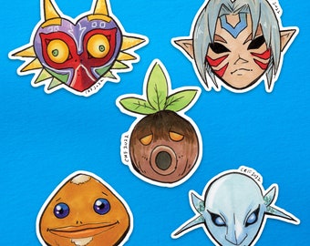 Legend of Zelda: Majora's Mask Vinyl Sticker Set | Majoras Mask, Deku Mask, Goron Mask, Zora Mask, Fierce Deity Mask