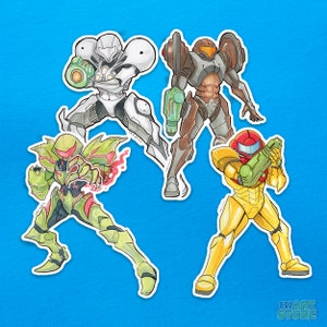 Metroid: Samus Sticker Set 2 | Power Suit, Metroid Suit, Dark Suit, Light Suit