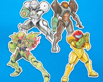 Metroid: Samus Sticker Set 2 | Power Suit, Metroid Suit, Dark Suit, Light Suit