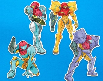 Metroid: Samus Sticker Set | Varia Suit, Gravity Suit, Fusion Suit, Dread Suit