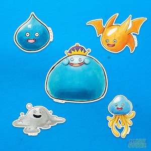 Dragon Quest: Slime Vinyl Sticker Set | Slime, King Slime, Metal Slime, Heal Slime, Draco Slime