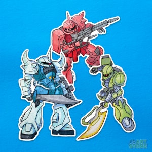 Gundam: Zeon Vinyl Sticker Set | Zaku I, Zaku II (Char), Gouf Custom