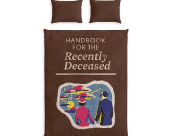 Handbook for the Recently Deceased Duvet Cover | Retro Book Cover Cotton Bed Set