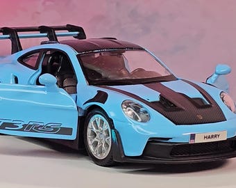 Personalised plates Porsche GT3 RS 1:36 Toy Car model – Custom Gift for Kids, Dad, Mum, Uncle & Grandad, Friends
