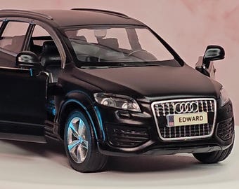 Personalised plates Audi Q7 Black 1:36 Toy Car model – Custom Gift for Kids, Dad, Mum, Uncle & Grandad, Friends