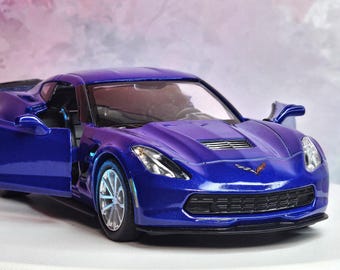 Personalised Plates Chevrolet Corvette C7 Sports 1:36 Model Car – Custom Name Toy Car