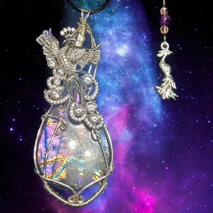 Phoenix necklace made with purple labradorite, natural stone phoenix pendant, designer phoenix jewelry, phoenix pendant, unique