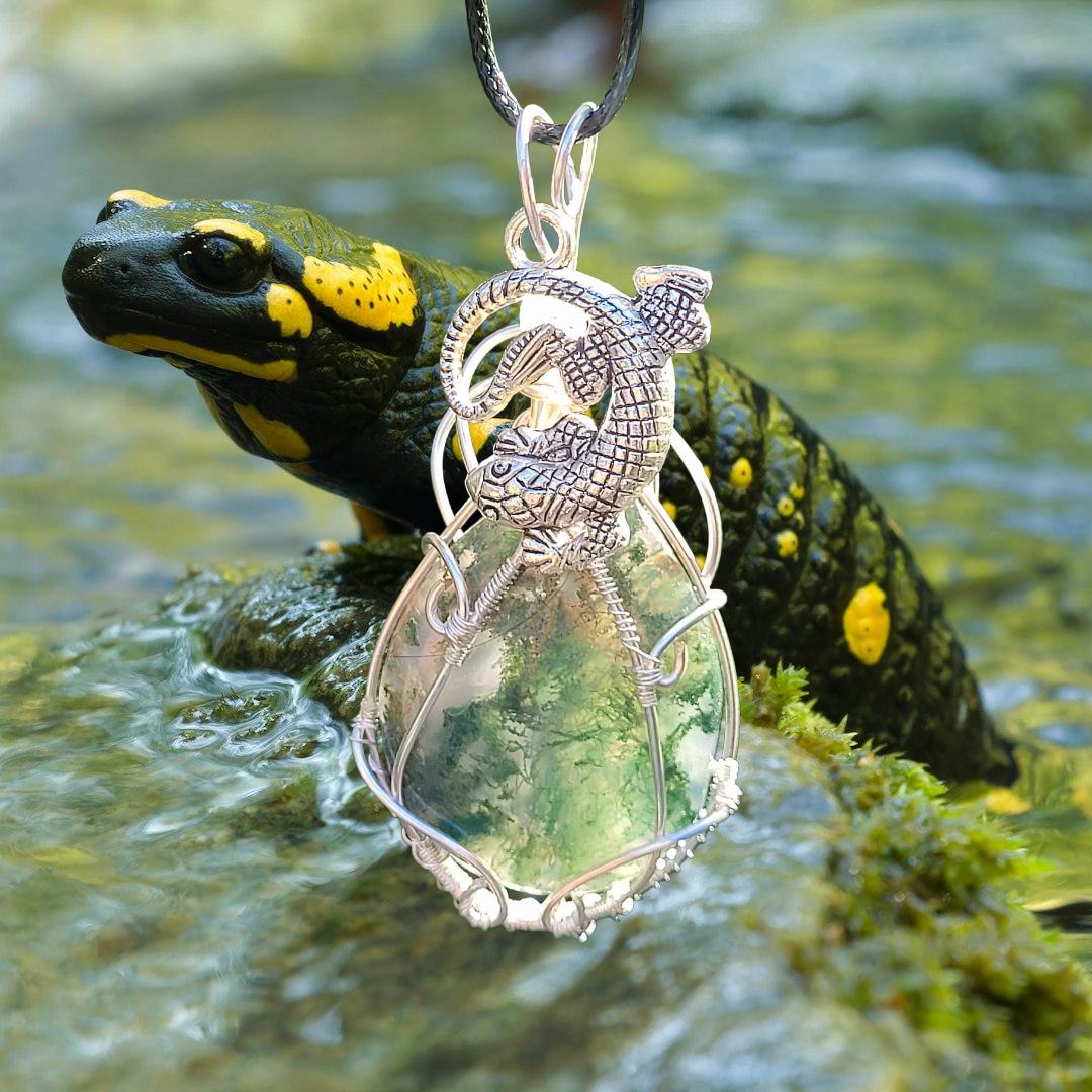 Salamandre Lézard Autocollant Sticker Couleur (Vert Foncé