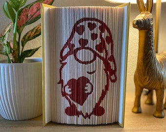 Bookami Folded Book Art||Red Gnome||Table and Shelf Decor||Unique Gift