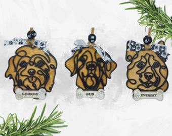 Laser Engraved Dog Ornament, Personalized Christmas Decoration, Pet Lover Gift