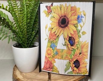 Custom Sunflower Initial Photo Edge Book Art||Gifts for Book Lovers||Wedding & Home Decor||Unique Ideas for Books||Completed Fore-Edge Book