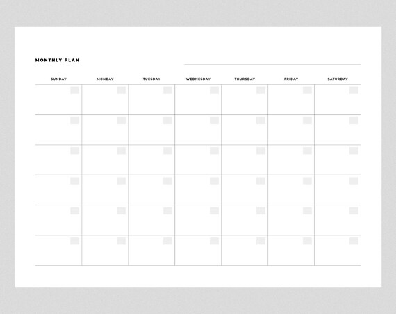 Simple Line Blank Monthly Calendar Printable PDF Horizontal Calendar Basic Calendar Sunday Start A4, A5, Letter & Half Letter Size - Etsy simple-line-blank-monthly-calendar-printable-pdf-horizontal-calendar-basic-calendar-sunday-start-a4-a5-letter-half-letter-size-etsy