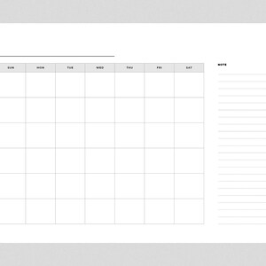 Blank Monthly Calendar Printable | Horizontal Calendar | Minimalist ...