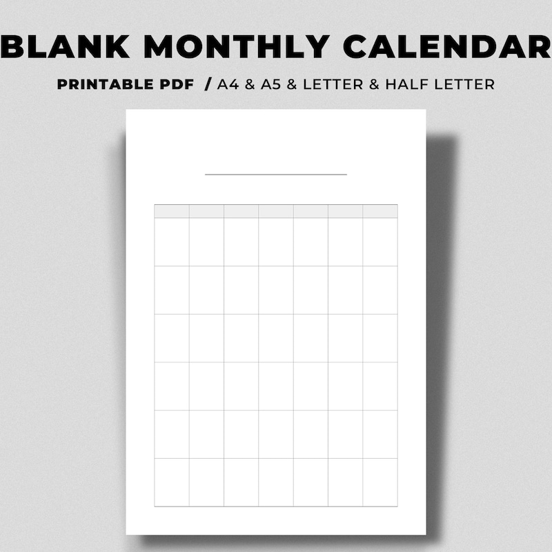 Blank Calendar Pdf - Etsy