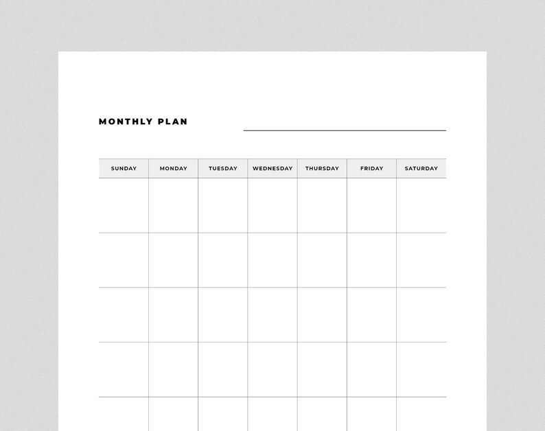 Blank Monthly Calendar Printable Vertical Calendar Undated Monthly ...