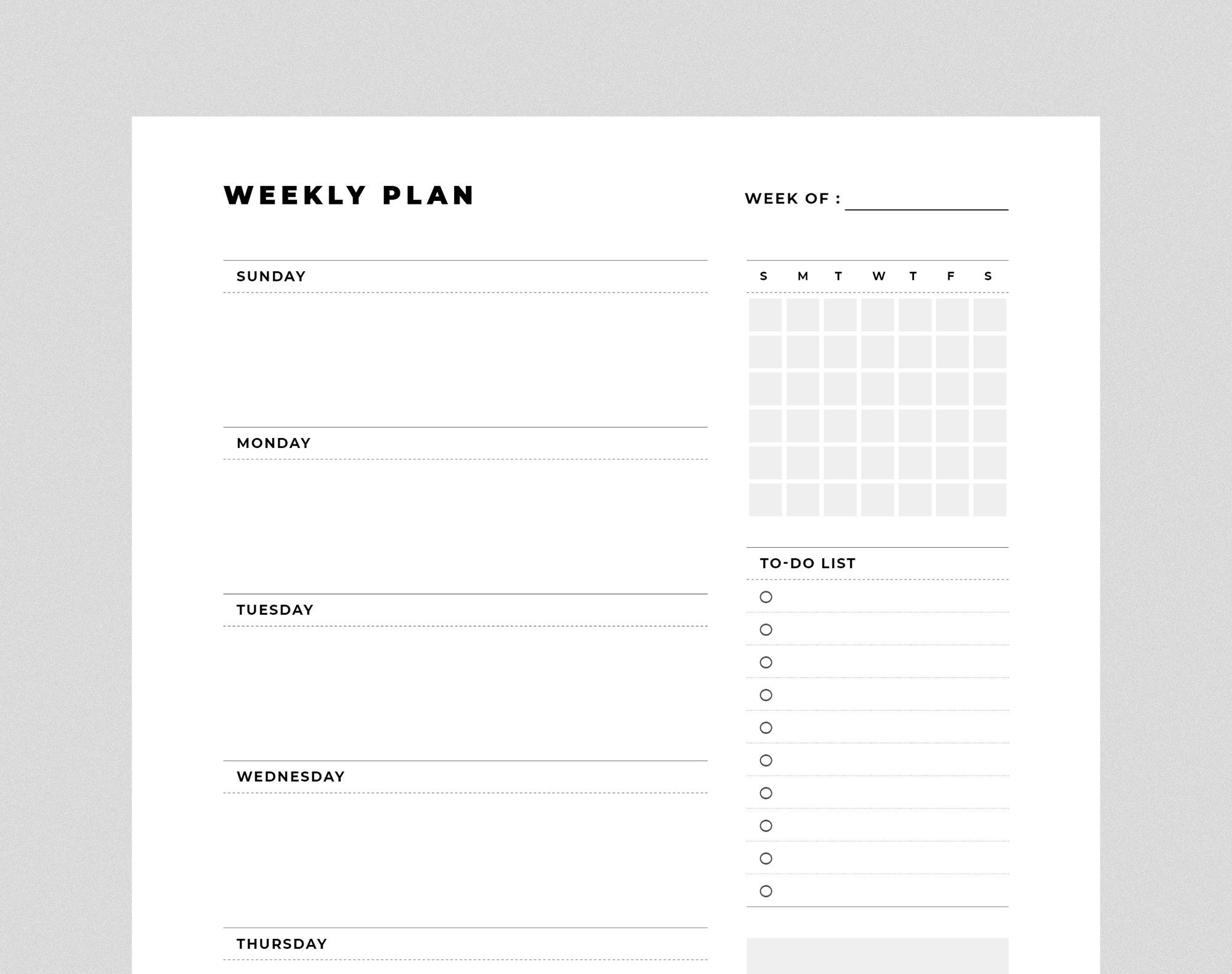Weekly Planner Printable Weekly Schedule Vertical Planner Sunday Start A4, A5, Letter & Half ...