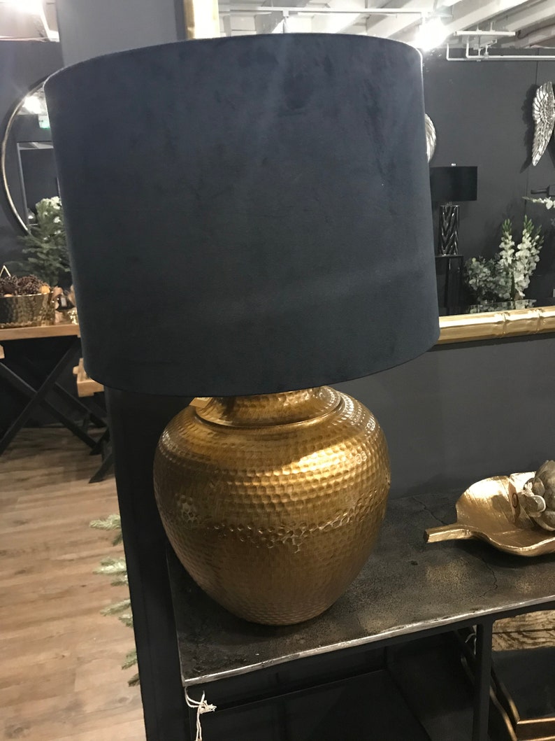 Bronze Table Lamp With Black Velvet Shade Luxury Lamp Home Etsy