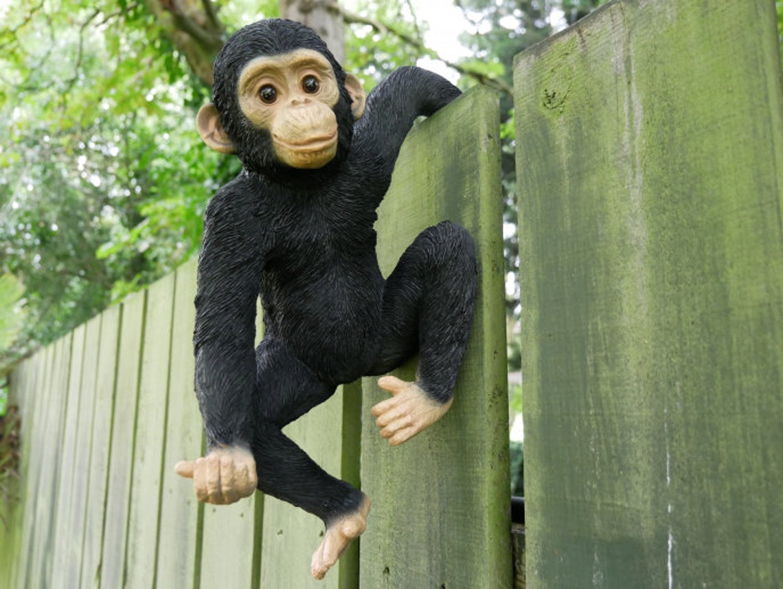 Fence Hanging Monkey Garden Decoration Patio Ornament Bench Etsy