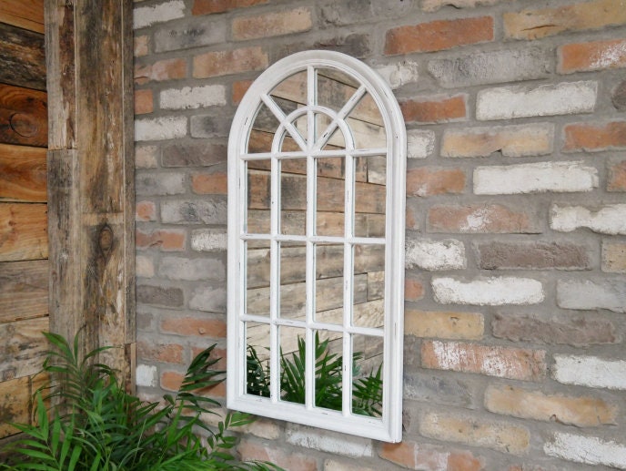 Large Wood Garden Mirror / Shabby Chic Arch Mirror Home Garden Etsy UK