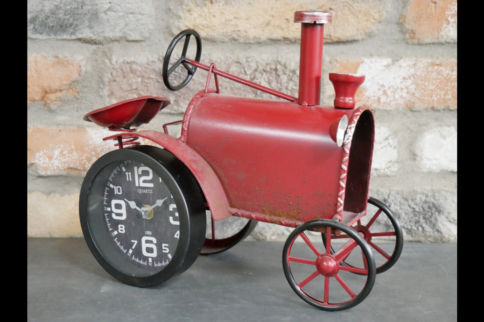 Vintage Tractor Clock Large Red Desk Table Top Clock Retro Etsy