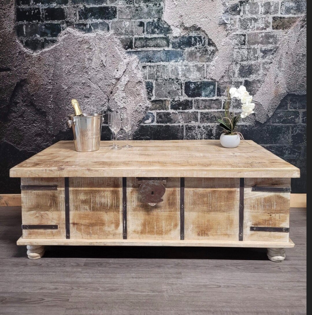 Trunk Coffee Table Rustic Large Wood Coffee Table Mango Wood & Etsy UK