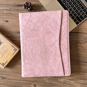 Portafolio en relieve, Portafolio rosa para mujeres, Portafolio para hombres, Portafolio negro con soporte para bloc de notas A4, Portafolio personalizado, Regalo personalizado