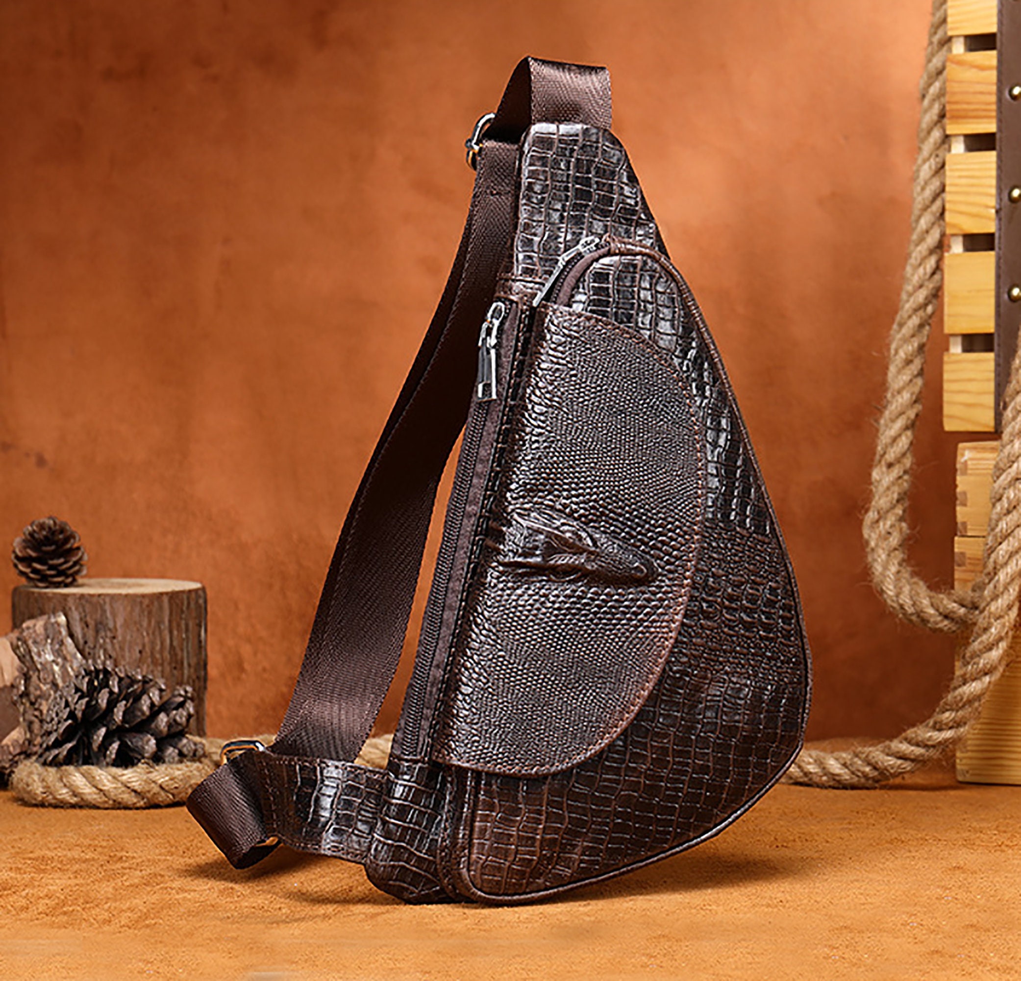 Casual Leather Men's Bag Men's Shoulder Bag Etsy