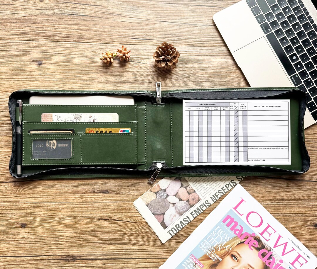 Personalized Leather Pilot Log Book Cover Journal for 9.25*5.25