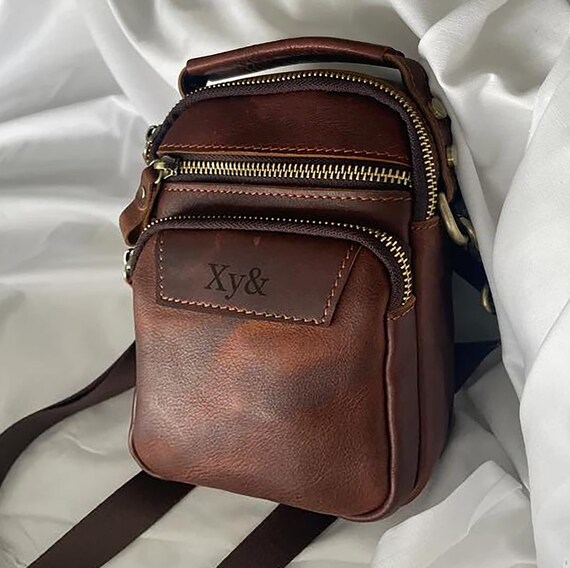 Custom Leather Shoulder Chest Waist Bag, Men's Crossbody Sling Pouch
