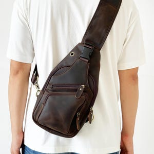 Personalized Leather Sling Bag Men s Retro Shoulder Bag Crossbody Bag Mens Leather Chest Bag Messenger Bag Gift for Him Father Husband Etsy