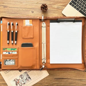 Personalized Crazy Horse Leather Portfolio, Leather Padfolio, Groomsmen Gifts - Wedding Party Gift - Best Man Gift - 3 Ring Binder