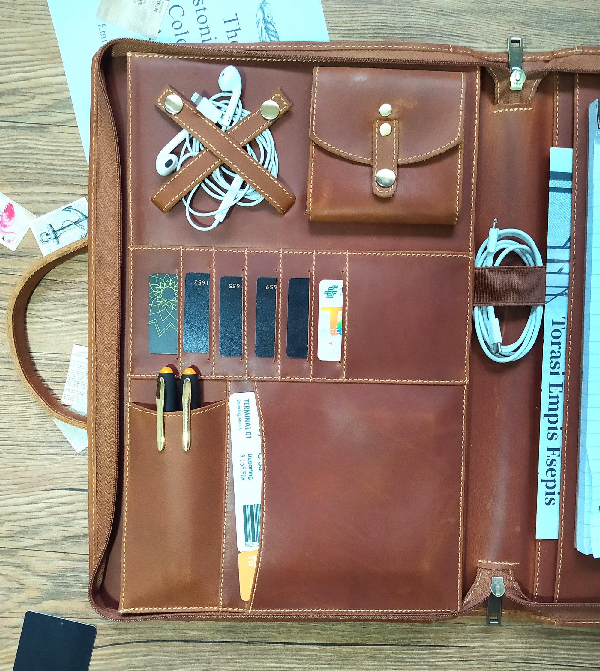 Custom Handmade Leather Portfolio 8.5x14 Legal Size Etsy