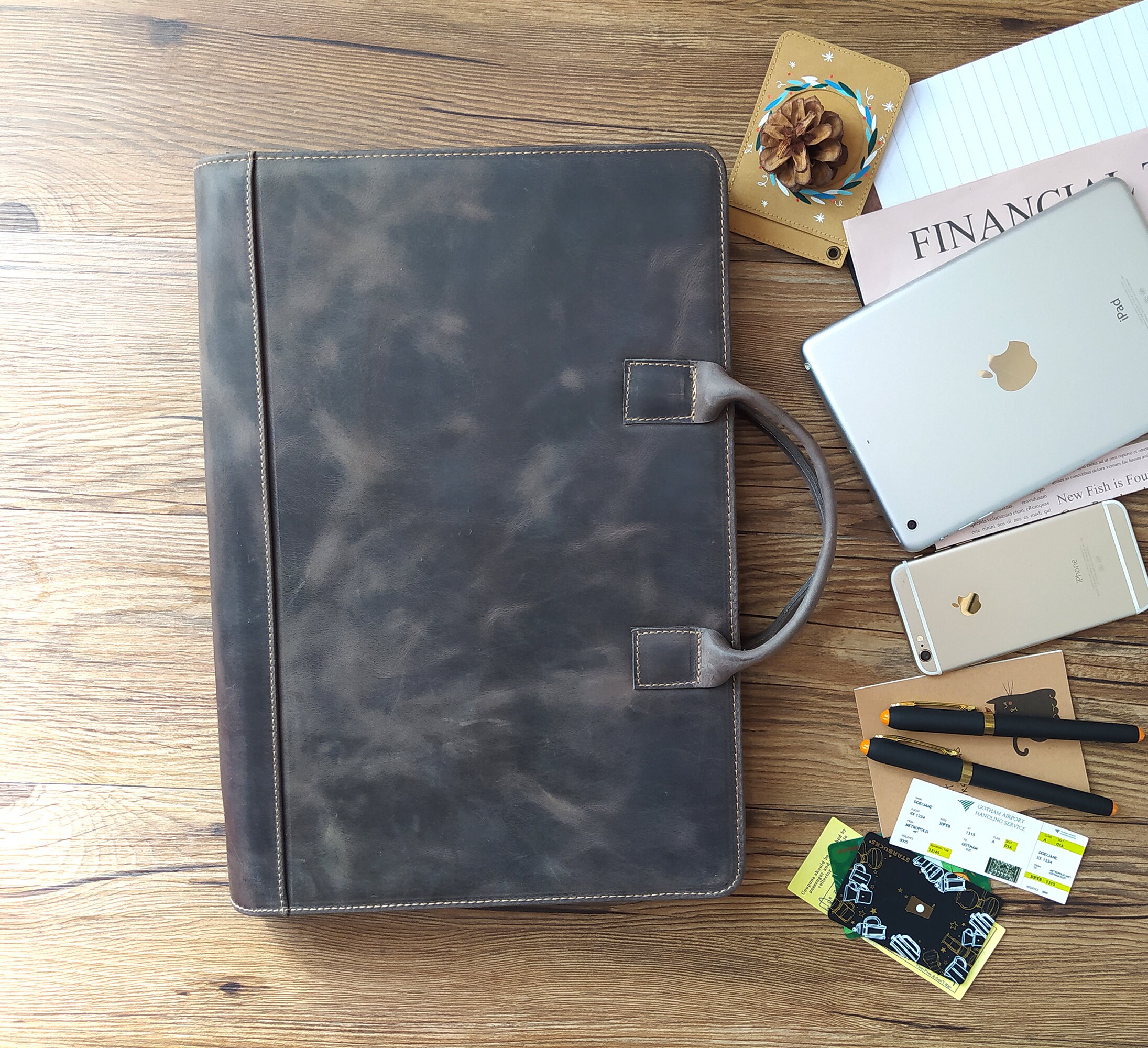 Custom Handmade Leather Portfolio 8.5x14 Legal Size Etsy