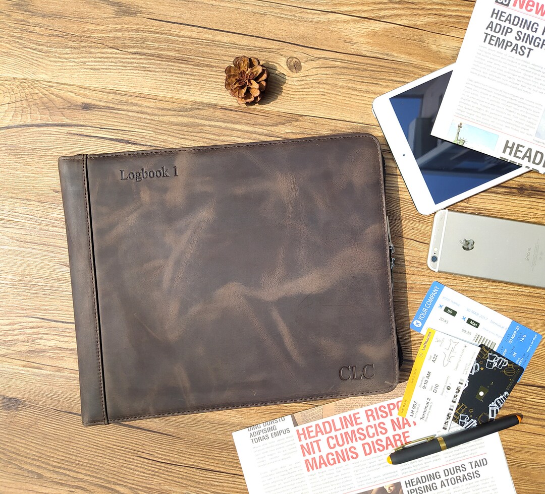 Pilots Log Book Leather Custom Gift for Pilots, Pilot Journal Organizer