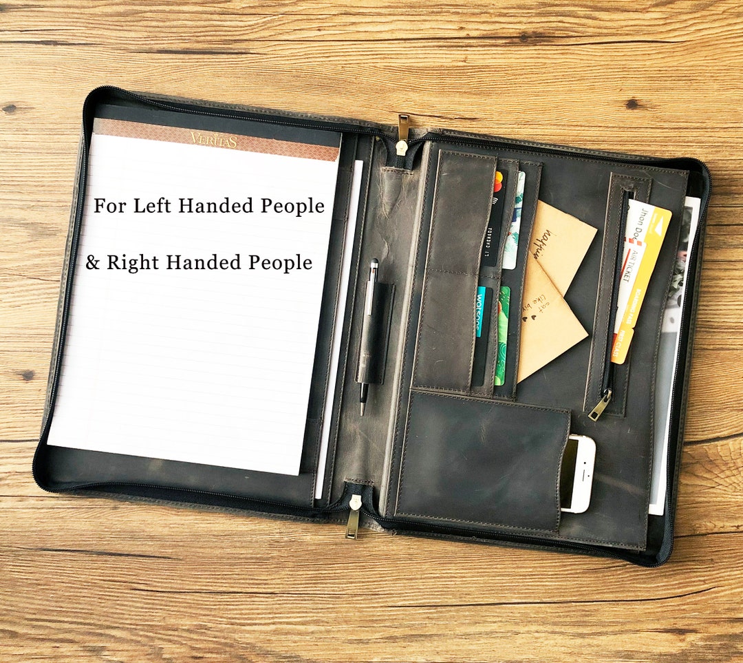 Left Handed Portfolio Binder Personalized Padfolio Leather Etsy