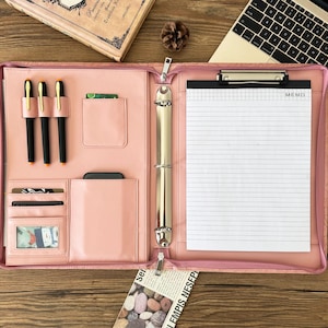 Portafolio con relieve, portafolio personalizado para mujer, portafolio de 3 anillas con portapapeles, portafolio para hombre, portadocumentos A4, regalo personalizado