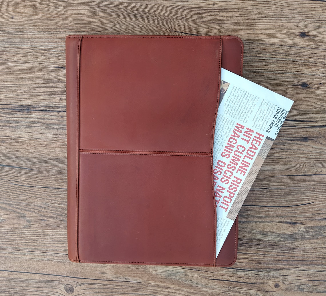 Personalized Embossed Name/ Logo Leather Portfolio 8.5 x 11 Etsy