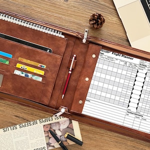 Cuaderno de bitácora de piloto de cuero vegano personalizado, regalo perfecto para piloto, diario de piloto para papel tamaño carta, cubierta de cuaderno de bitácora de piloto, regalo para piloto