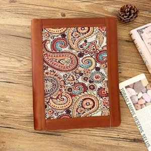 Personalized Vintage Leather Portfolio, Portfolio for Women, Letter Size Organizer Folder Padfolio A4 Document Bag for Men, Gift for Boss