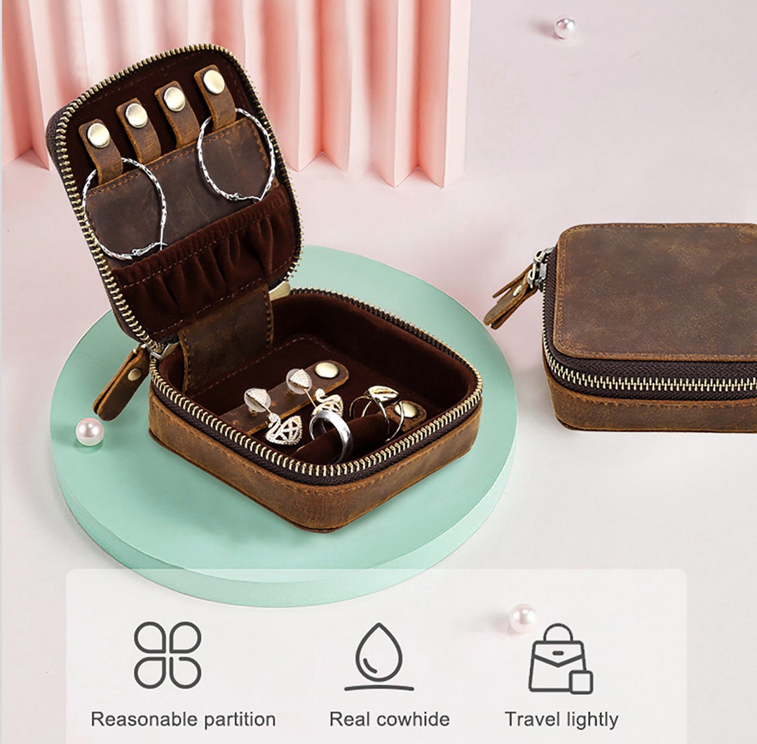 Personalized Leather Jewelry Box Travel Jewelry Storage Box Etsy